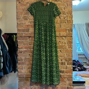 Zara Maxi Peasant Dress Kelly Green size XS